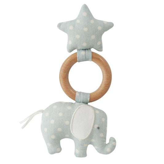 Elephant Star Teeth Rattle-Blue
