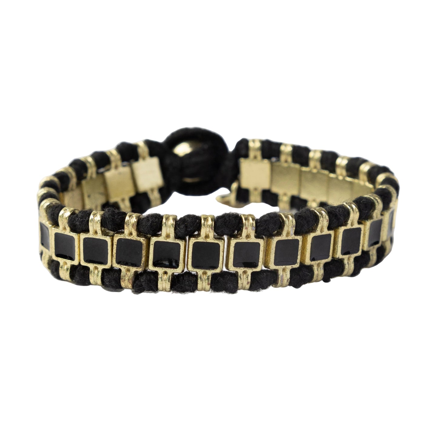 Enamel Bracelet with Loop Latch- Black