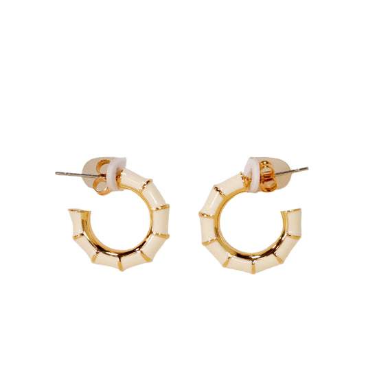 Enamel Hoop Earrings – Cream