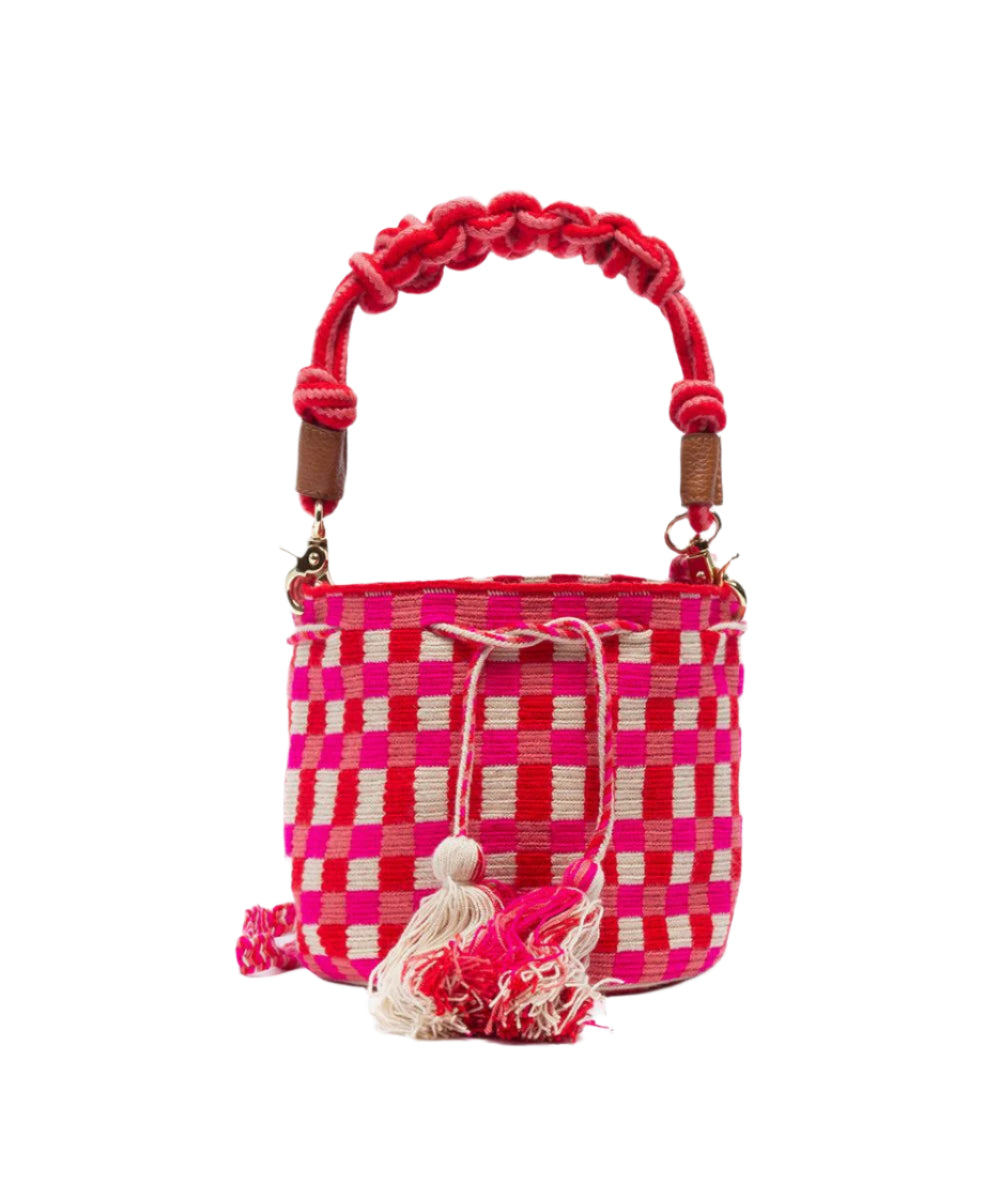 Macrame Crossbody- Fuchsia and Neon Coral