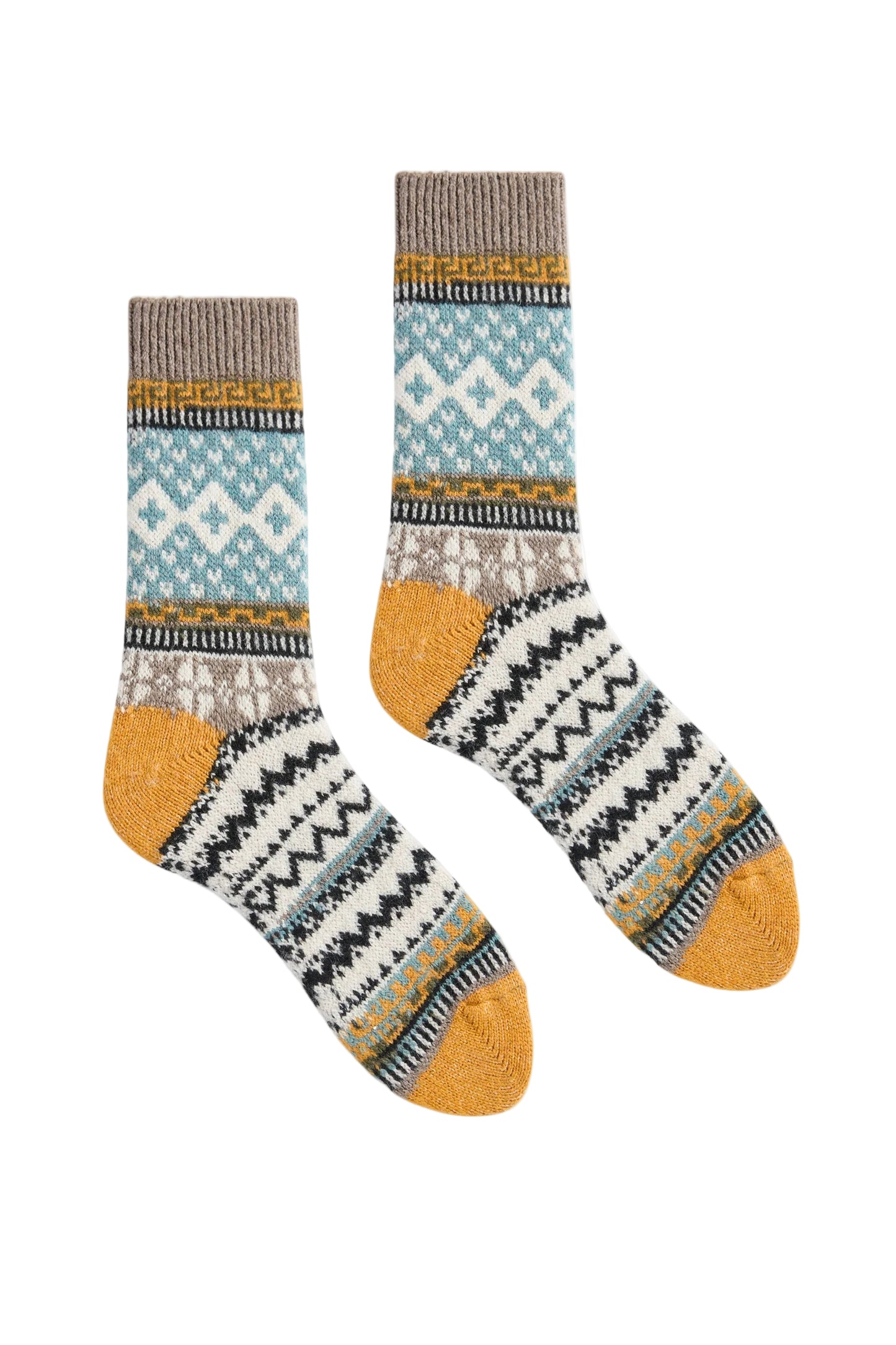Fairisle Wool Cashmere Socks - Squash