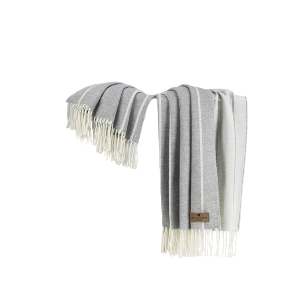 Light Grey Stripe Italian Herringbone Throw
