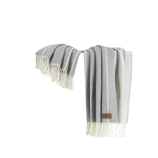 Light Grey Stripe Italian Herringbone Throw