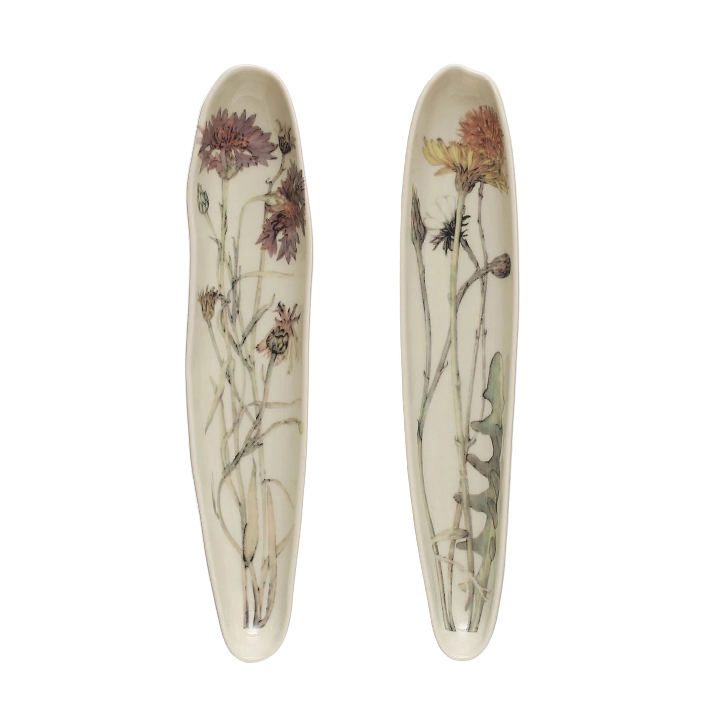 Elongated Floral Ceramic Dish