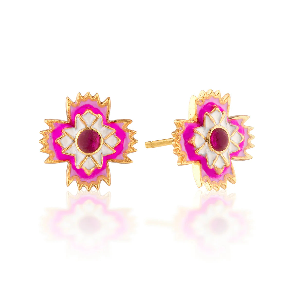 Pink Floral Stud Earrings