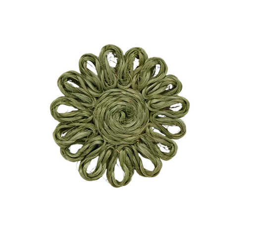 Raffia Floral Coasters in Olive