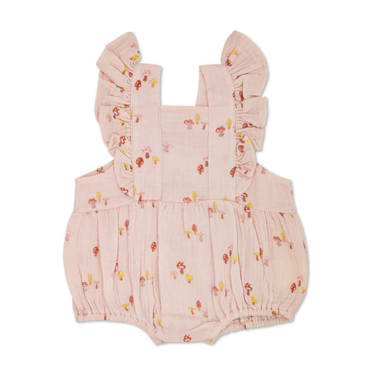 Flutter Sleeve Romper-Mushroom
