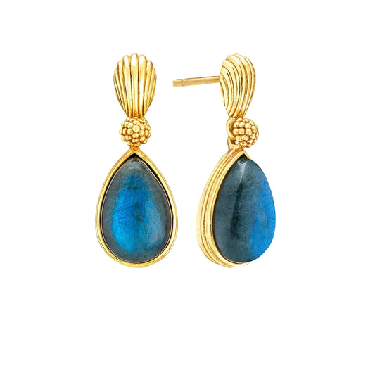 Gem Post Earrings - Blue Labradorite