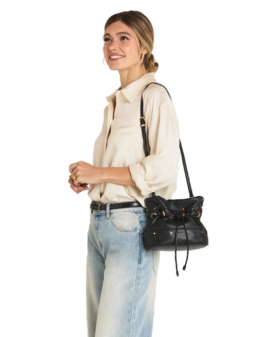 Gianna Small - Black Leather Bucket Bag