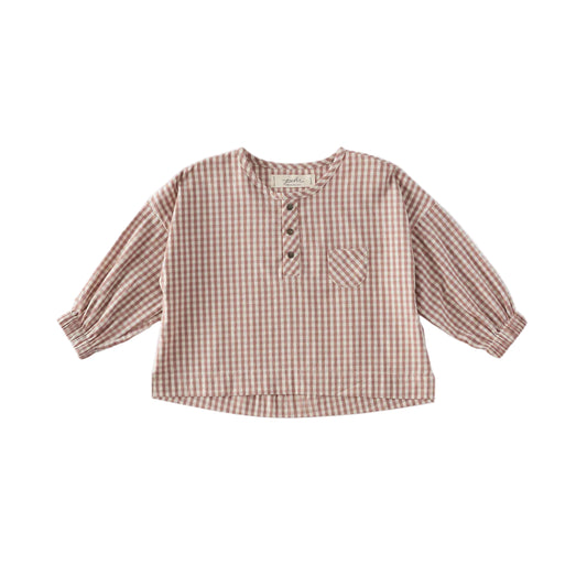 Gingham Long Sleeve Top- Thistle