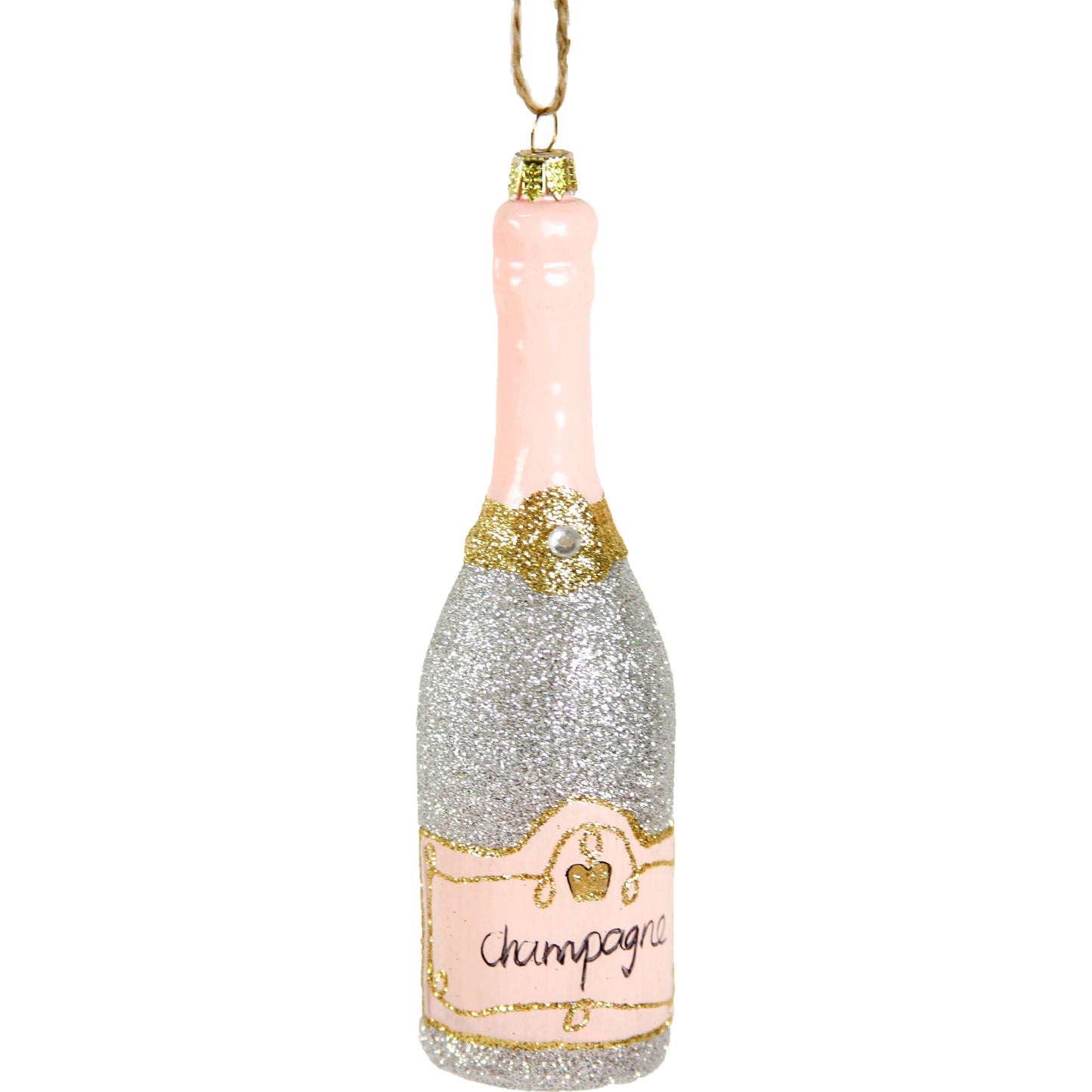 Glittered Champagne-Silver Ornament
