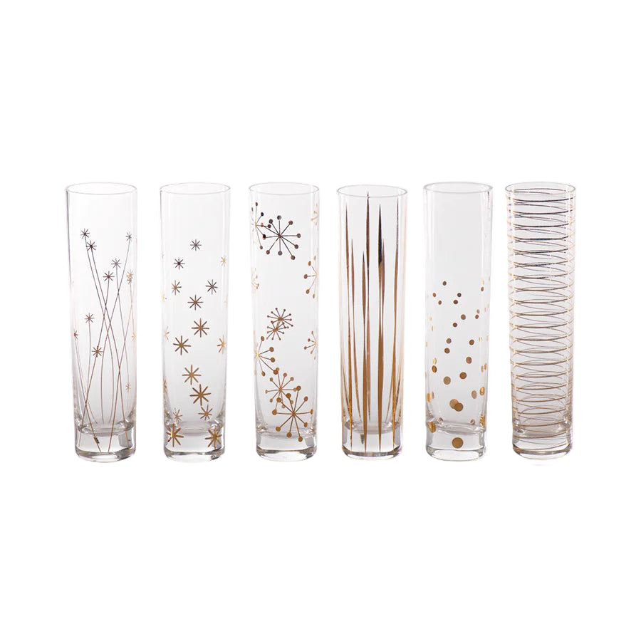 Gold Champagne Flutes- Assorted Set