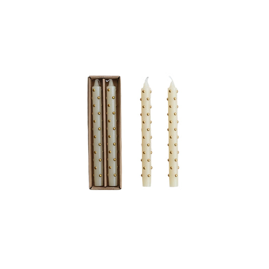Unscented Taper Candles with Dots - Set of 2