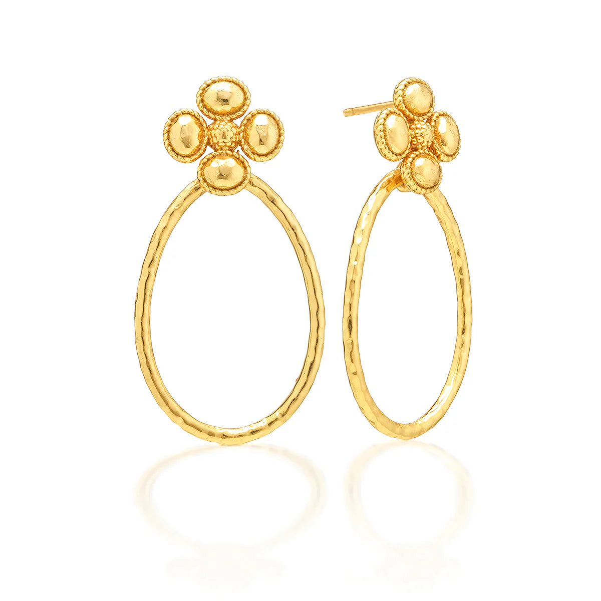 Clover Teardrop Earrings- Gold