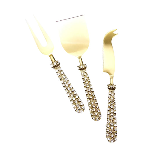 Gold Cheese Set with Painted Dots