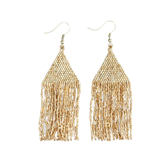 Gold Beaded Fringe Earring