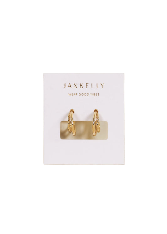 Gold Hoop Double Earrings