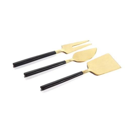 Black and Gold Matte Cheese Set