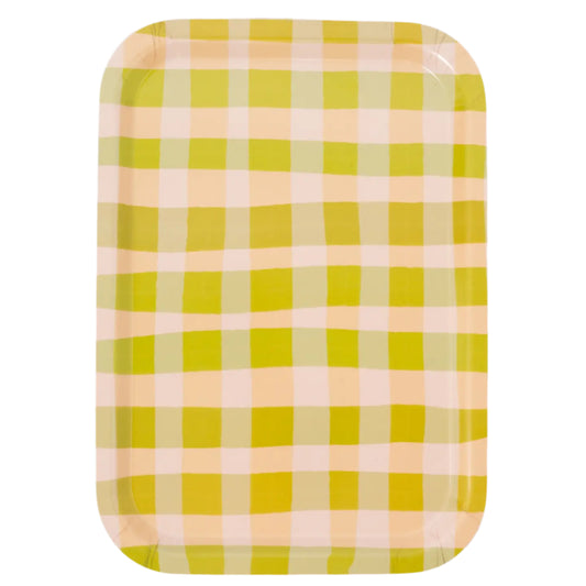 Green Gingham Serving Tray