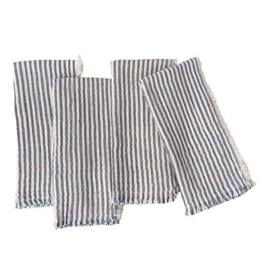 Grey Striped Napkins Set