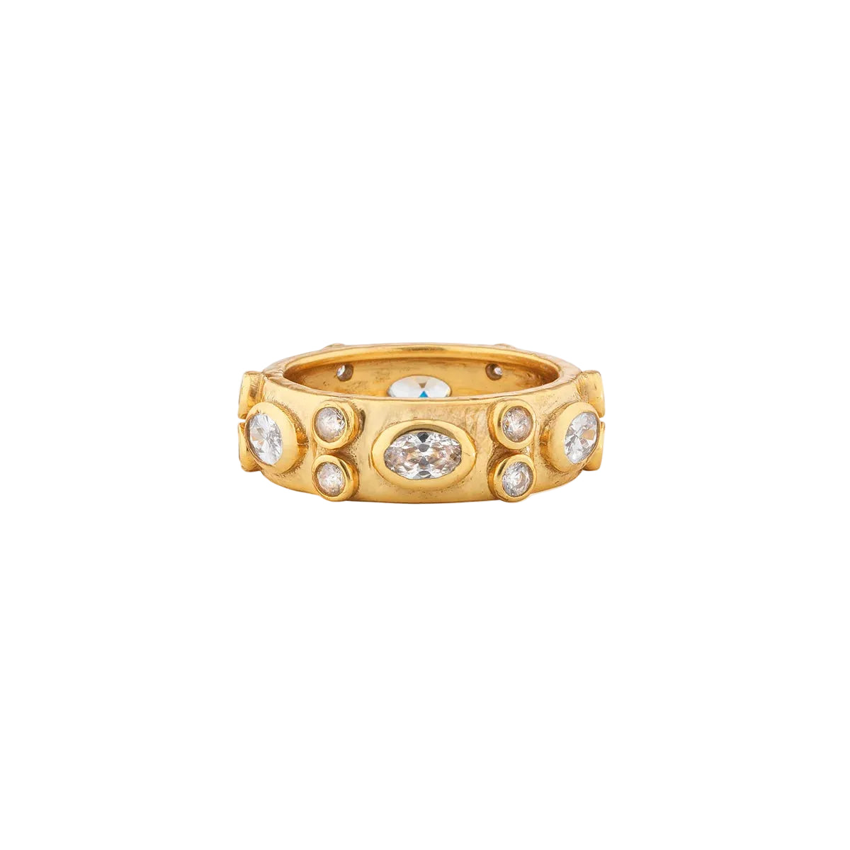 Hammered Ring with Cubic Zirconia