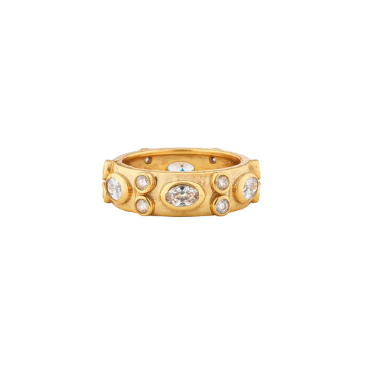 Hammered Ring with Cubic Zirconia