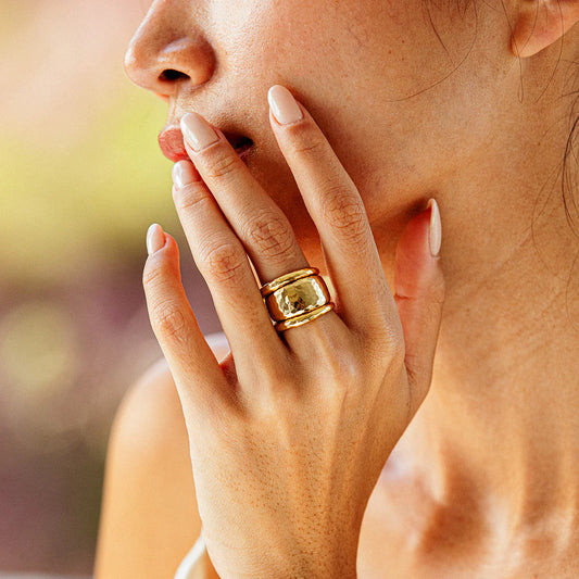 Hammered Gold Ring Band