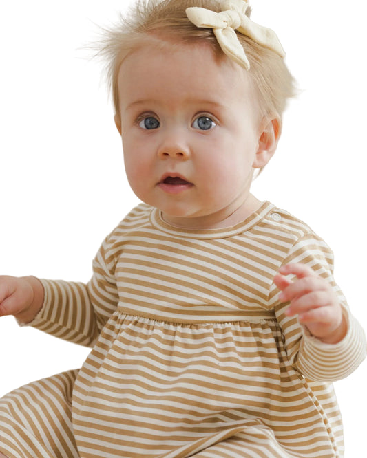 Long Sleeve Stripe Dress- Honey