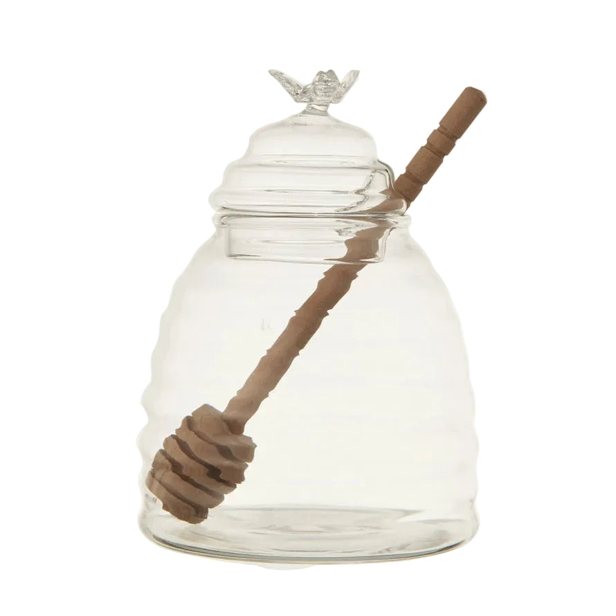 Glass Honey Jar with Wooden Dipper