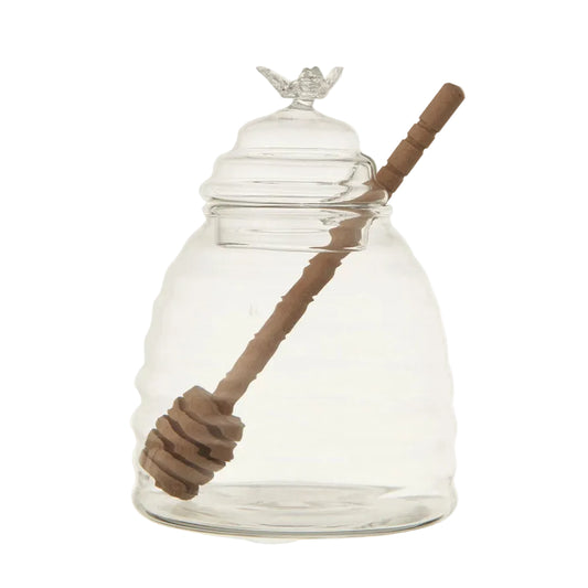 Glass Honey Jar with Wooden Dipper