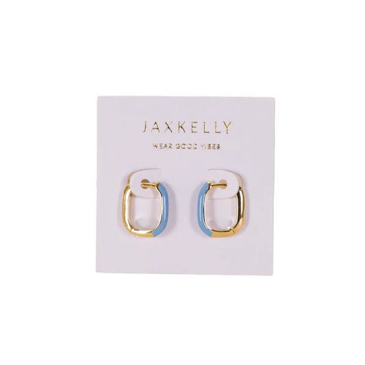 Hoop Earrings – Blue Enamel