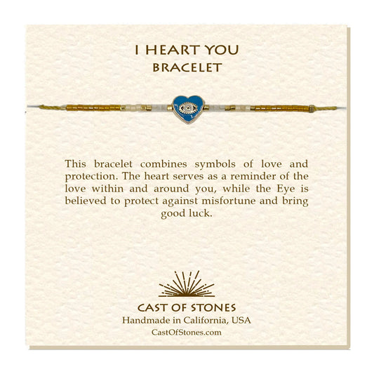 I Heart You Bracelet- Amber/Teal