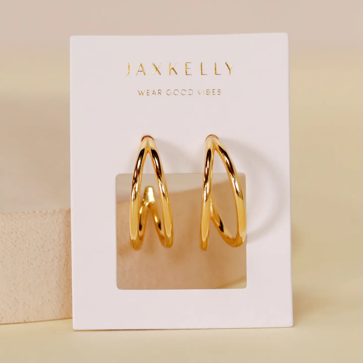 Illusion Double Hoop Gold Earring