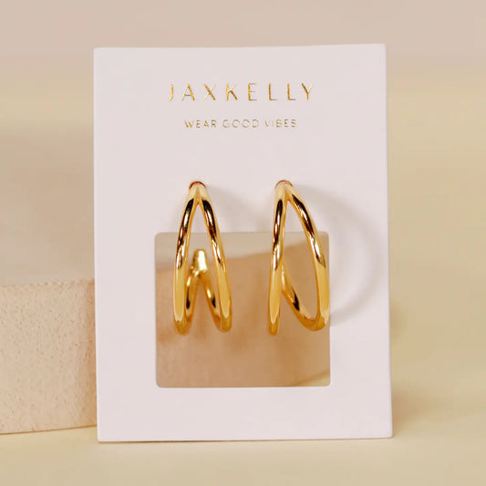 Illusion Double Hoop Gold Earring