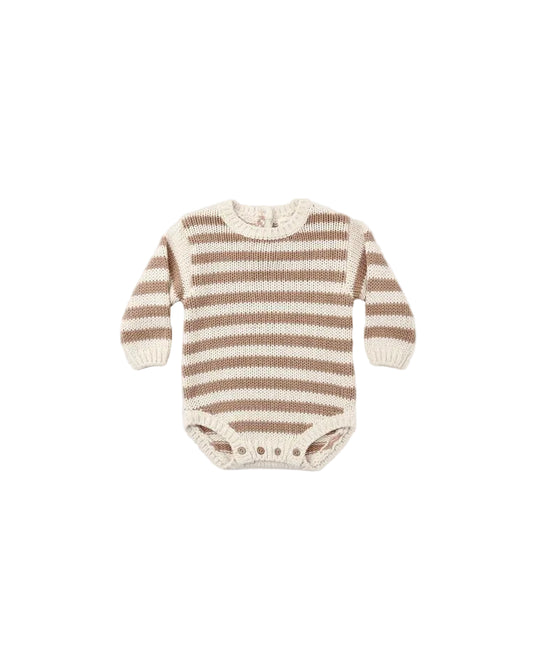 Knit Romper - Almond Stripe