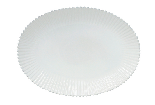 Large Oval Platter with Dotted Trim – White