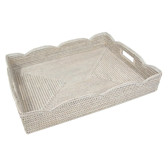 Large Rattan Tray – Cream