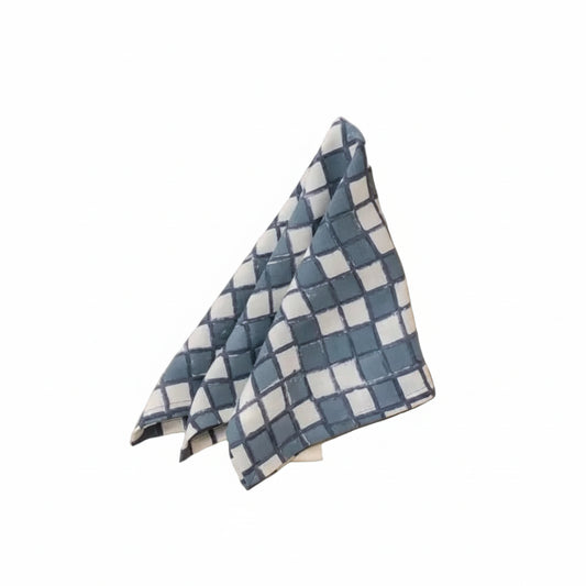 Linen Napkin Set- Blue Checkered