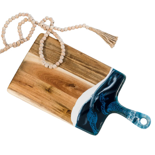 Medium Cheese Board with Handle – Navy and White