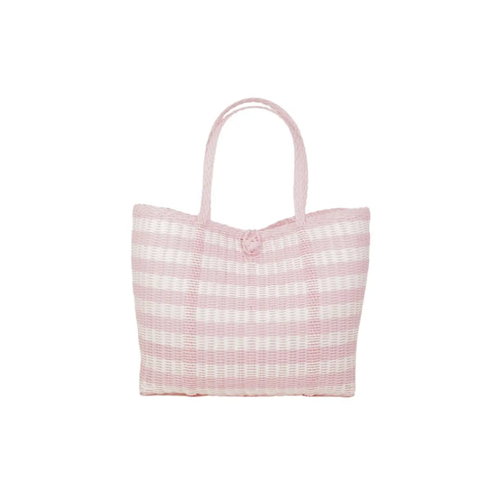 Medium Tote-Pink and White