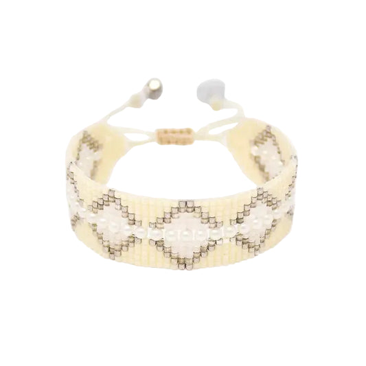 Metzi White Beaded Bracelet