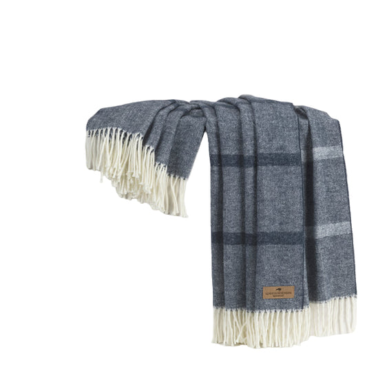 Navy Montauk Stripe Italian Herringbone Throw