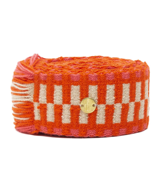 Orange & Beige Belt with Fringe