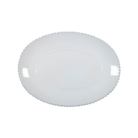 Oval Platter – White with Dotted Trim