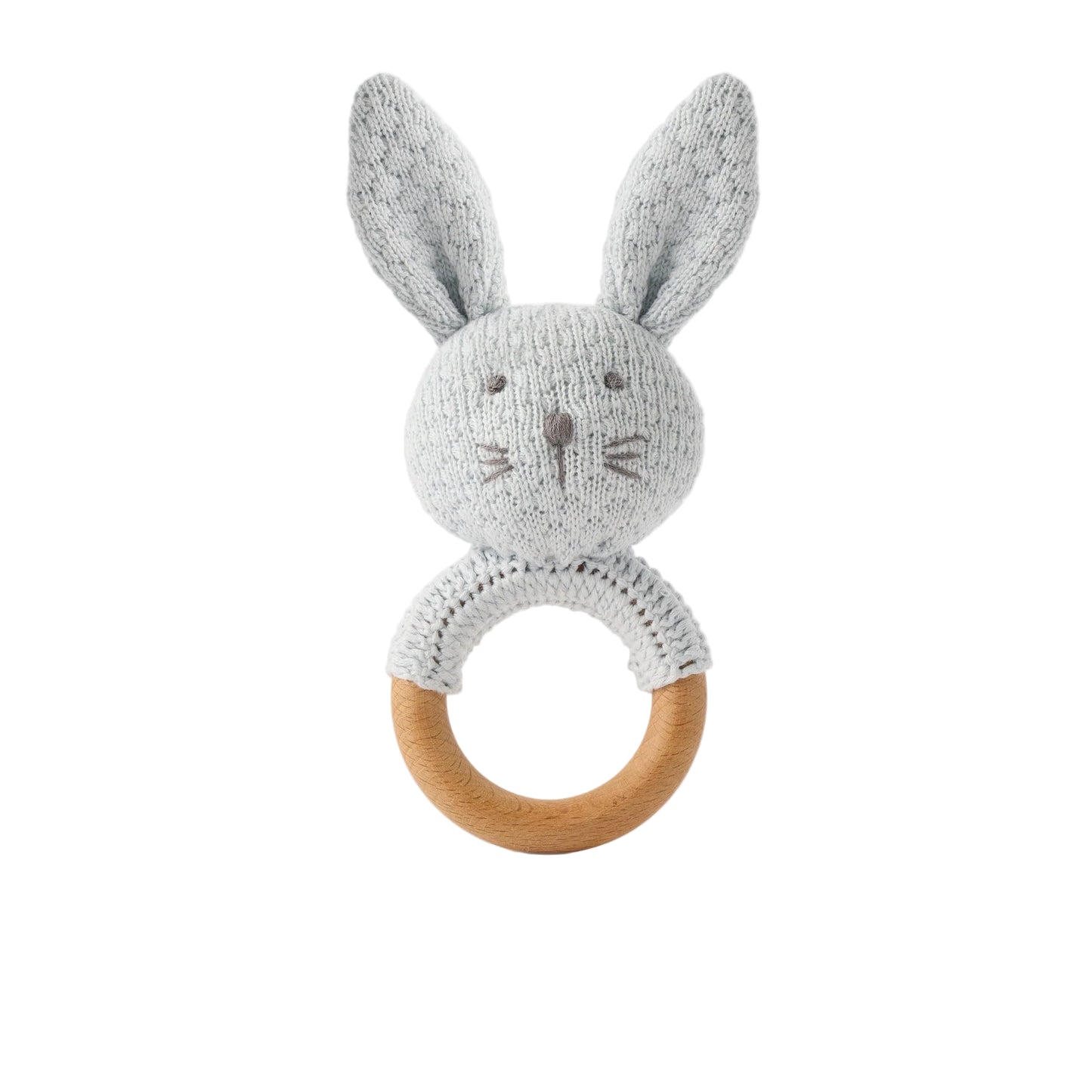 Knit Bunny Rattle- Pale Blue