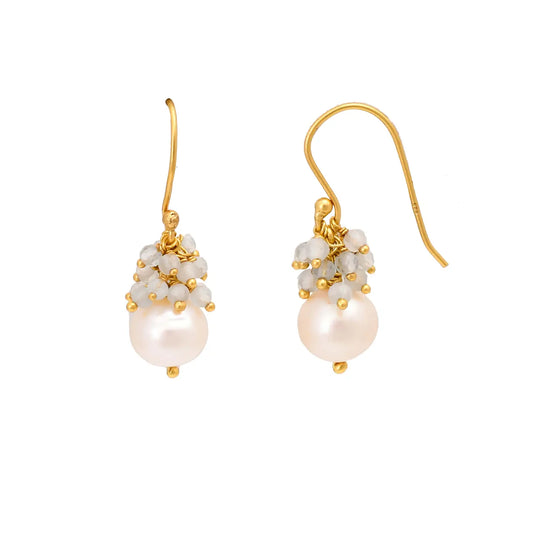 Pearl and Aquamarine Earrings