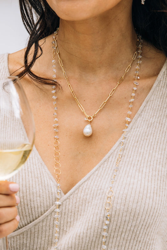 Baroque Pearl on Paper Clip Chain