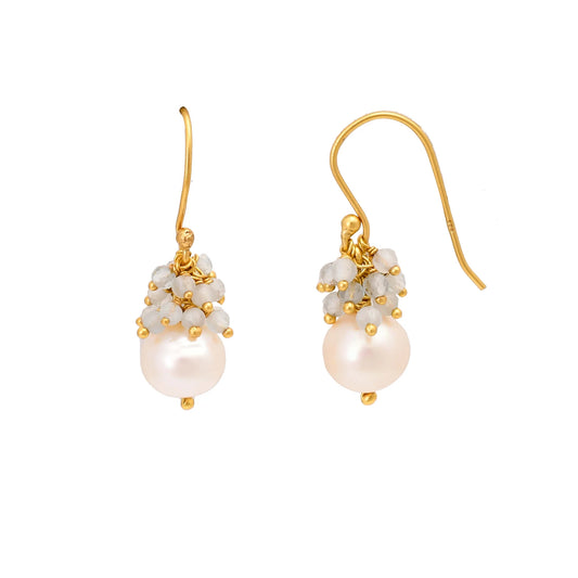 Pearl Earring with Aquamarine