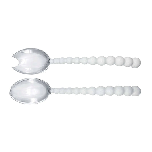 Pearled Salad Server Set – White