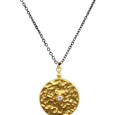 Hammered Brass Disc Necklace